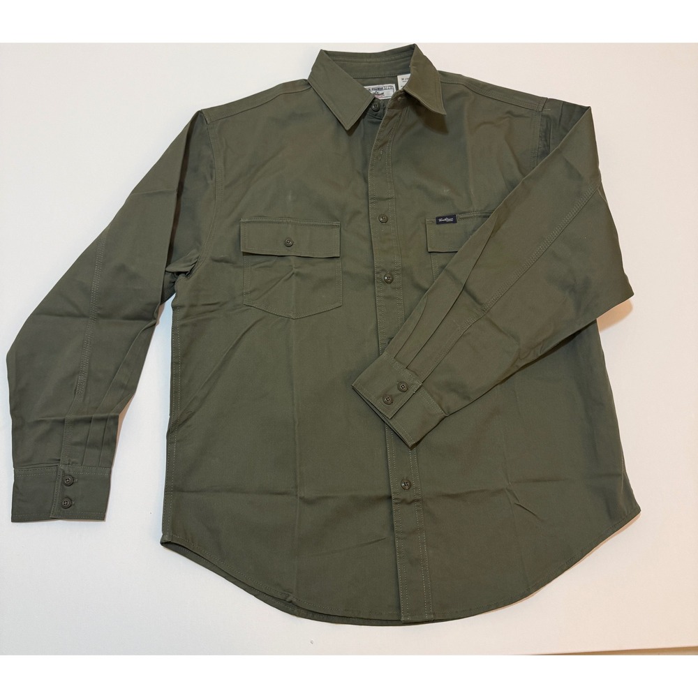 Levi Strauss Signature Pro Grade Workwear Mens Olive Green Cotton Shirt Medium